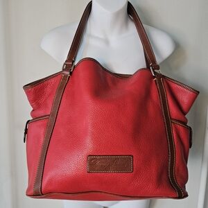 Dooney & Bourke Pebble Leather Large Shoulder Tote Bag Purse Red.